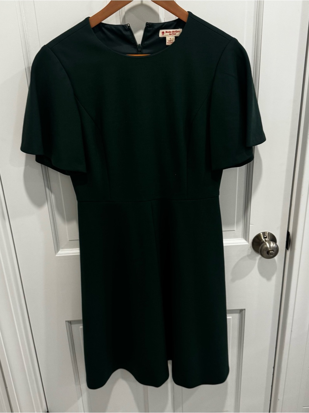 Brooks Brothers Royal Green Midi Dress with Flutter Sleeves